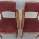 2 Chic 50s Bridge Armchairs Completely Refurbished in Solid Wood with Rust Velvet Seat