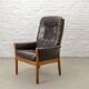 G-Möbel Chocolate Brown Leather Scandinavian Lounge Chair, Sweden, 1960s.