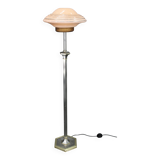 1940s Restored Nickel Floor Lamp with  Glass Shade