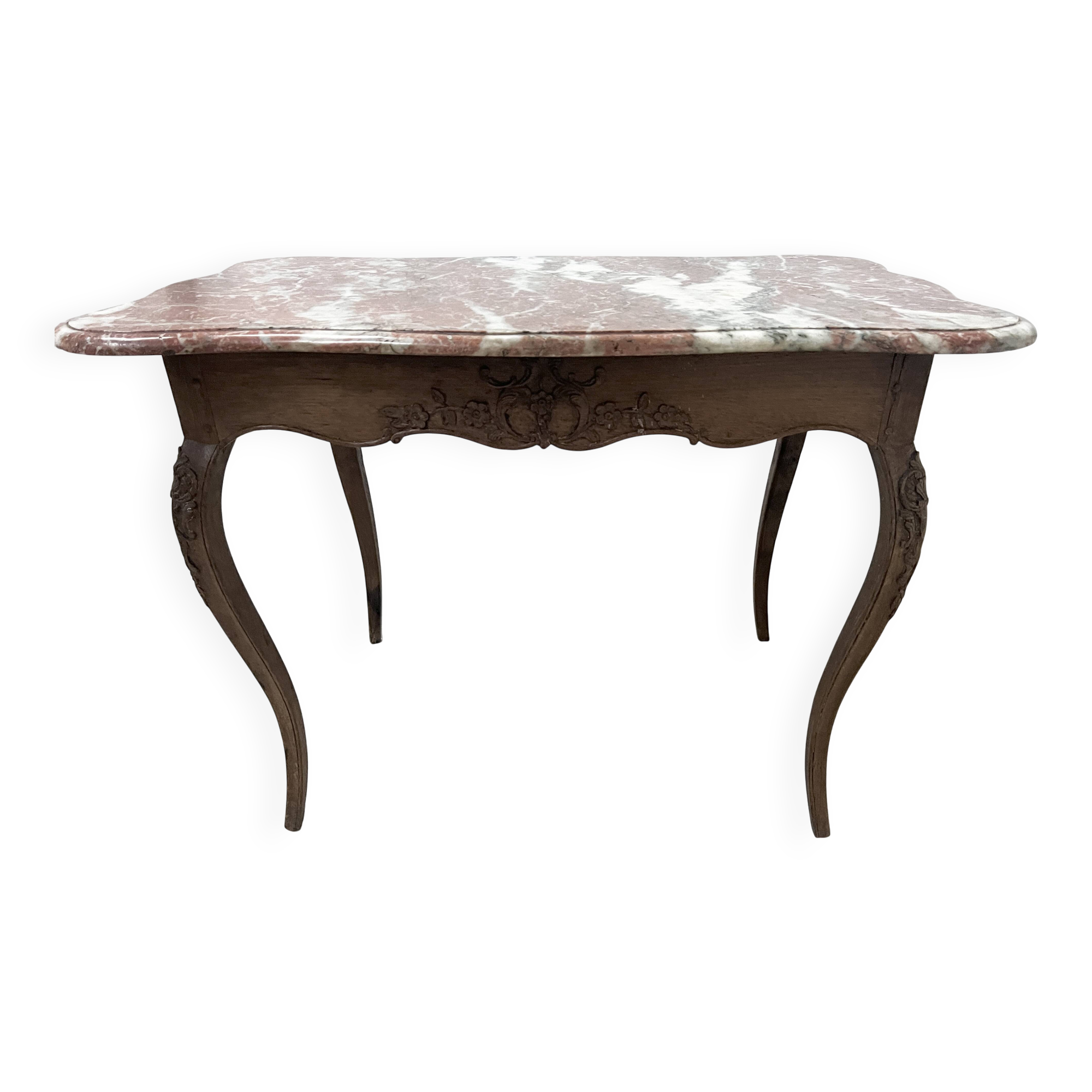 Louis XV mid-table in oak and marble, 18th century.