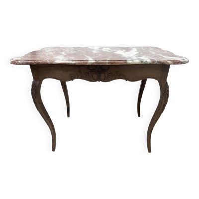 Table de milieu Louis XV en chêne et marbre XVIII siècle