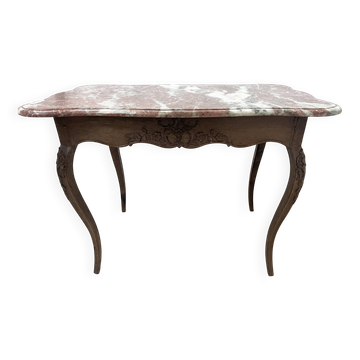 Louis XV mid-table in oak and marble, 18th century.