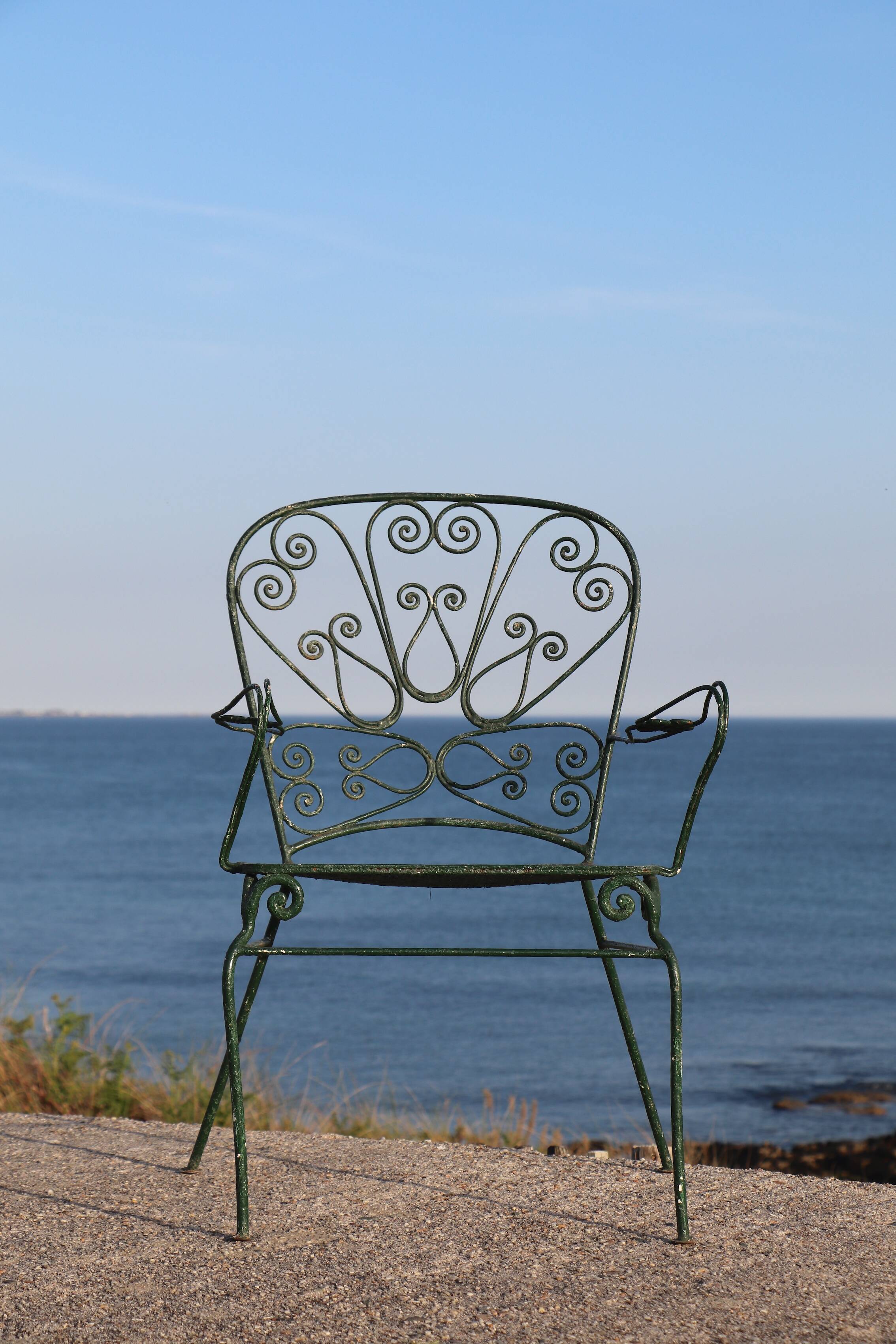 Set of 4 wrought iron garden chairs, France, 20th century