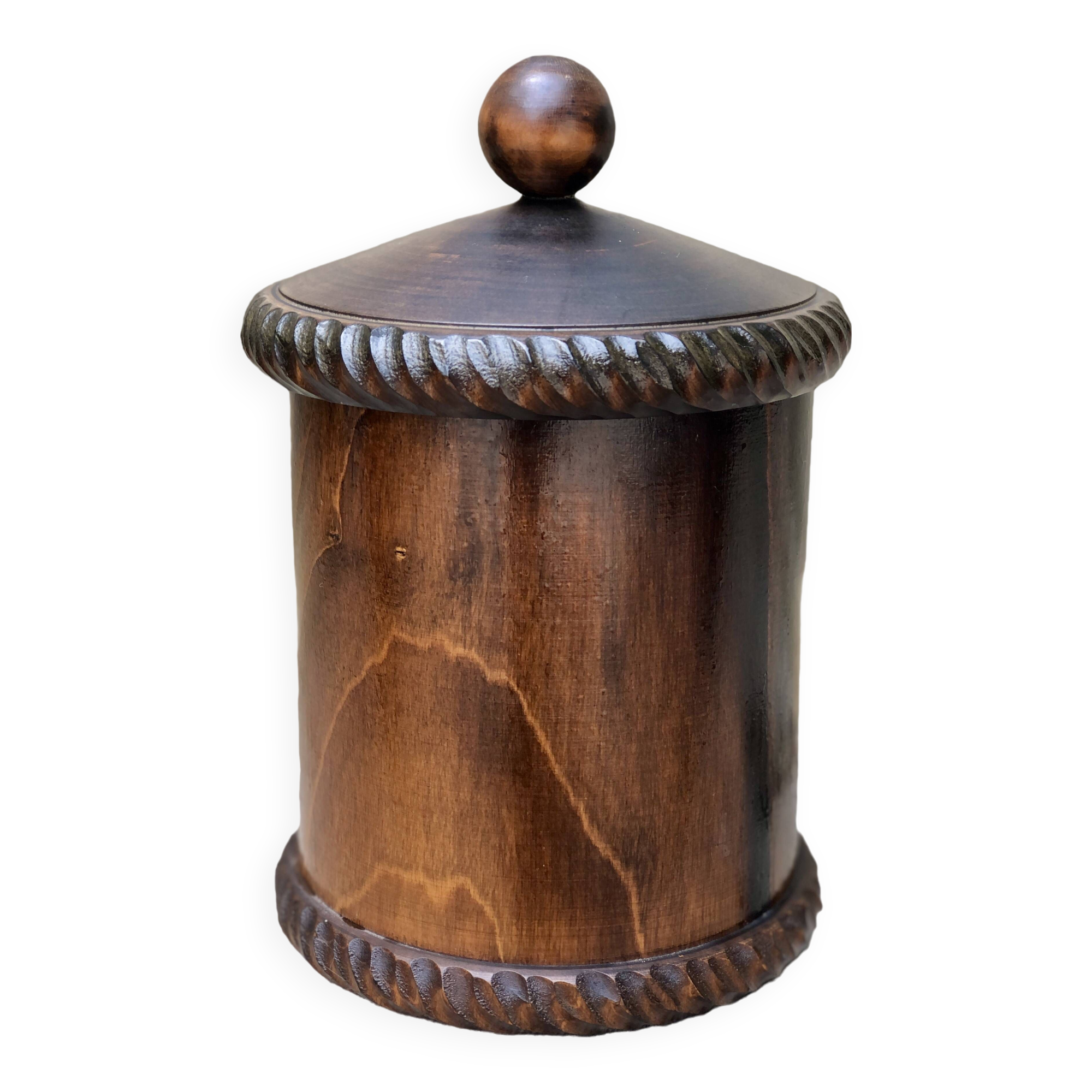 wooden storage box or jar