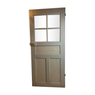 Workshop door in wood and glass
