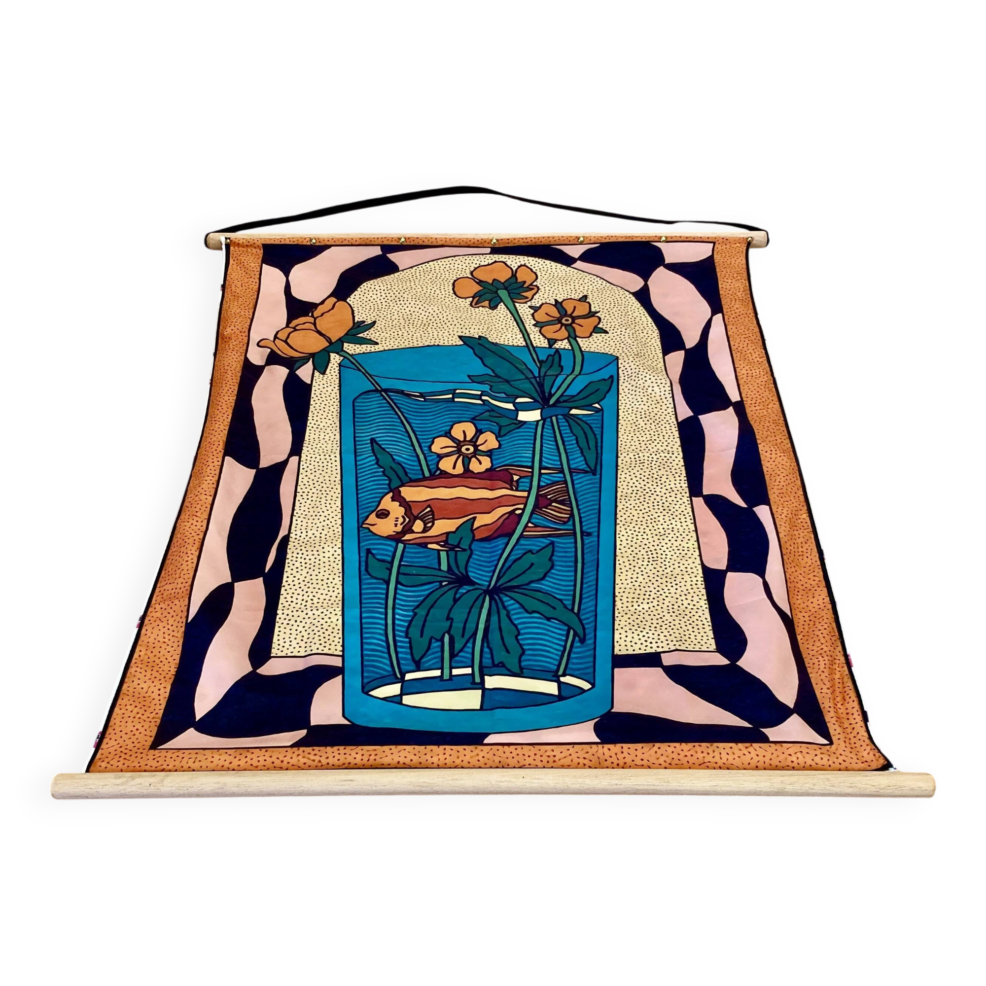 Large silk hanging decoration.