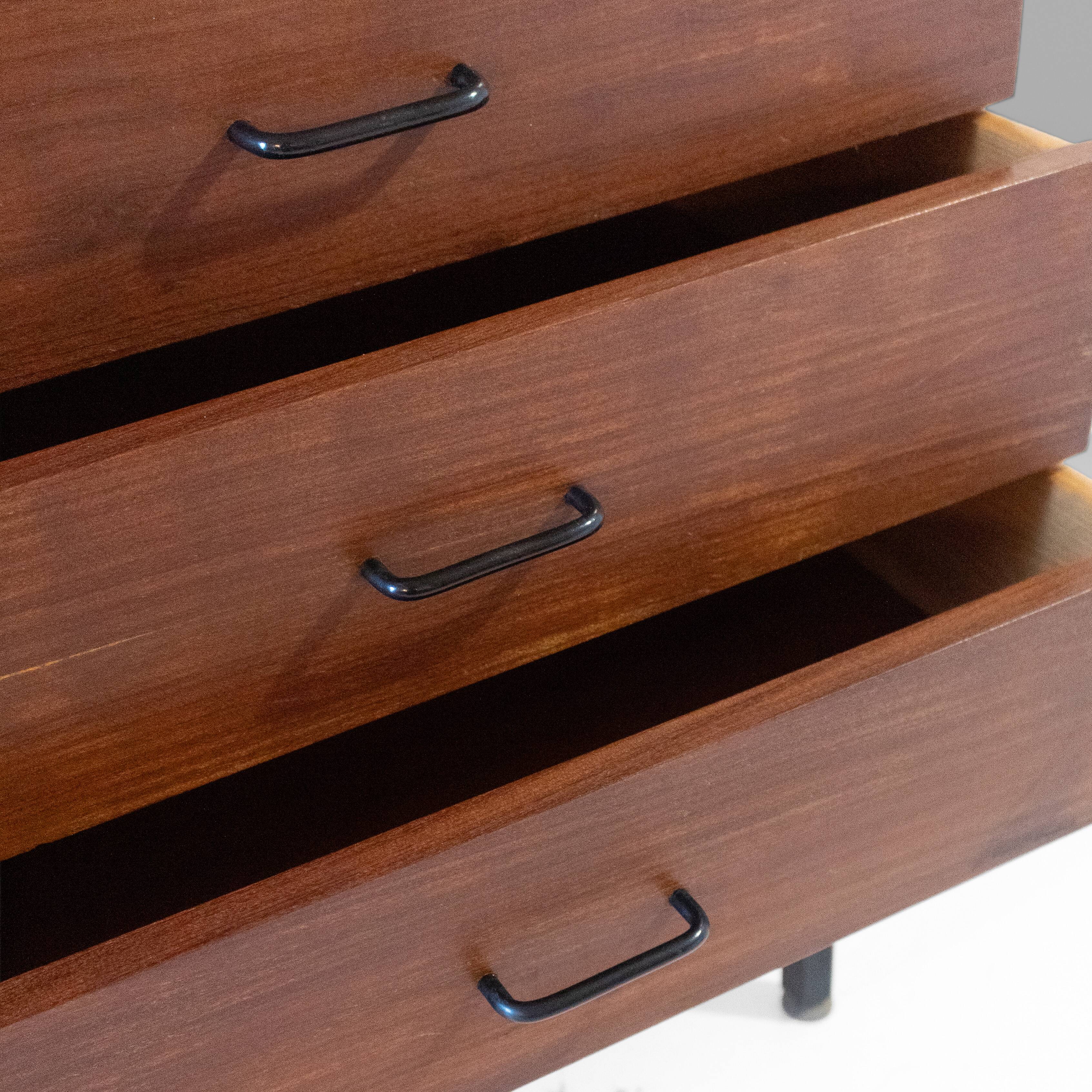 Mid Century Modern Rosewood Sideboard with Drawers, Italy 1970s