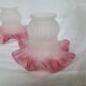 Set of three frosted blown glass tulip lampshades, Art Nouveau