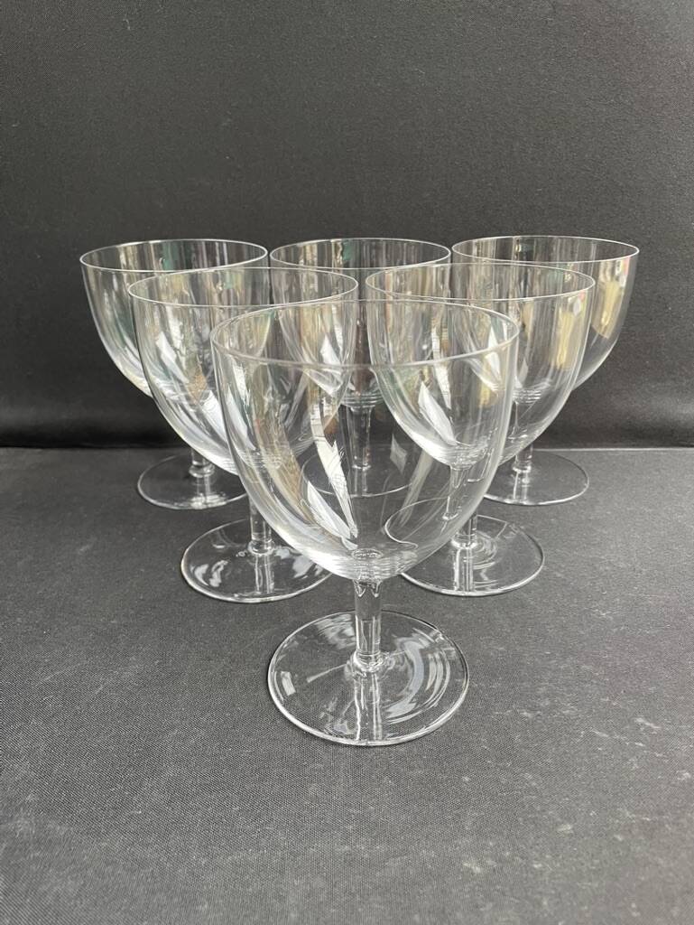 6 large glasses in light blown crystal