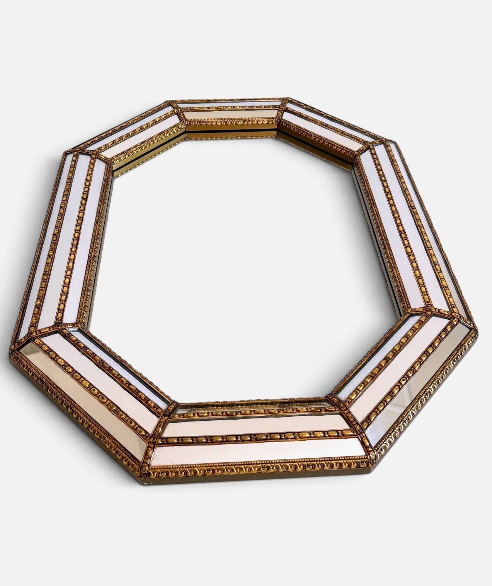 Octagonal Venetian Modern Hollywood Regency Mirror, Handmade in Spain, 1980