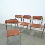 Skai bauhaus chromen Italiaanse buisframe stapelbare stoel