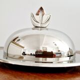 Individual butter dish in silver metal leaf decoration