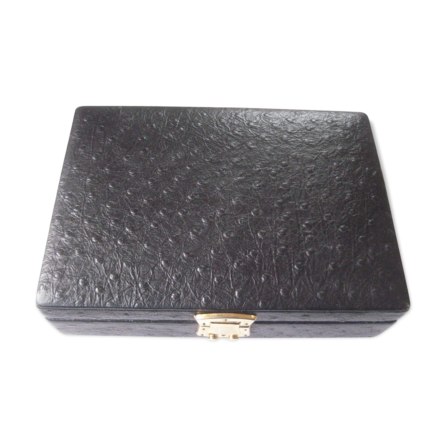 Box a bijoux ancien leather on wood satin interior and red velvet, with compartment