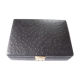 Coffret a bijoux ancien cuir sur bois intérieur satin et velours rouge, avec compartiment