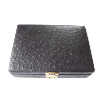 Box a bijoux ancien leather on wood satin interior and red velvet, with compartment
