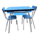 Extendable blue formica table and 2 chairs, 1960s