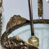 Lámpara de techo "Art Nouveau" de latón y cristal.  España, 1930s.