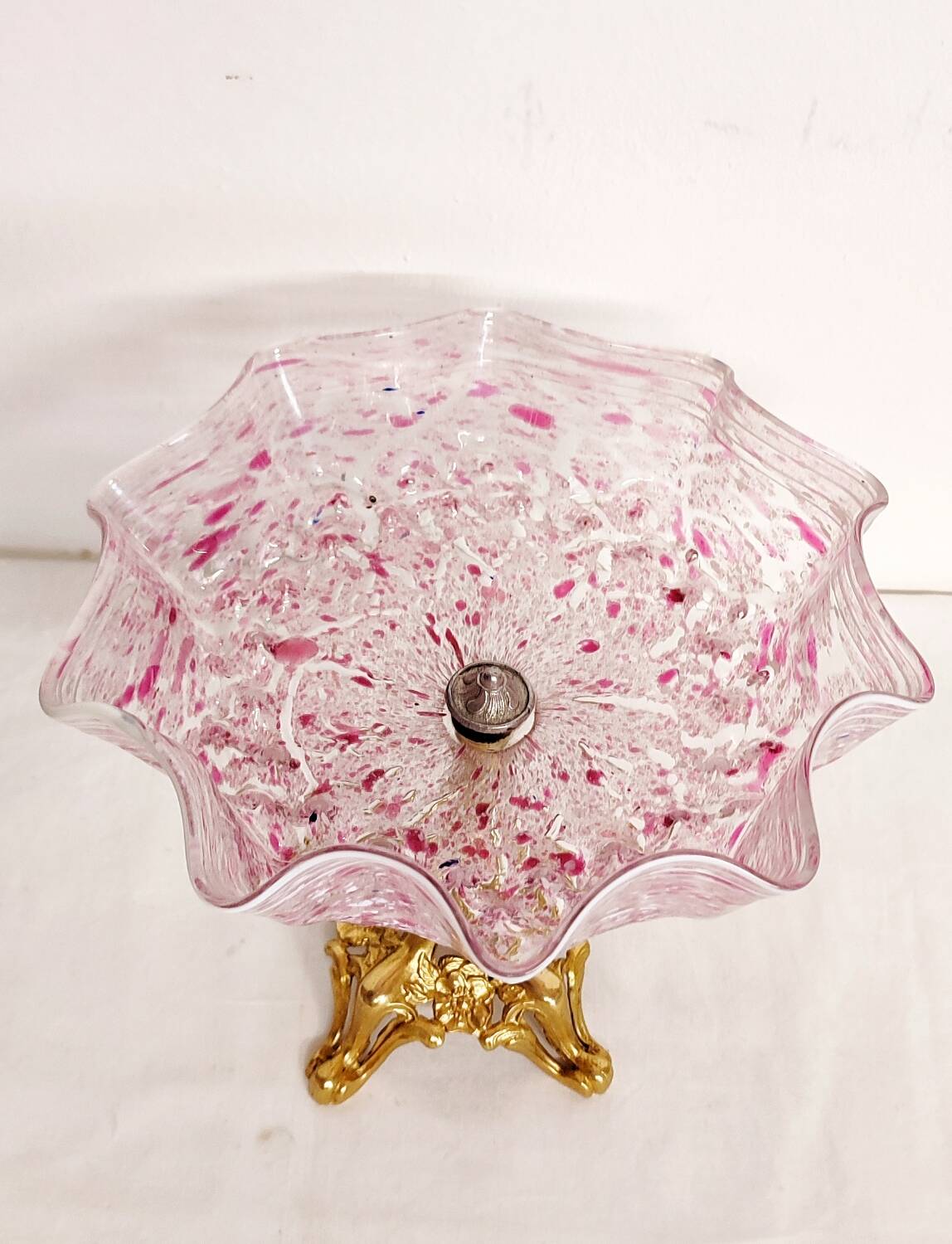 Frutero "Art Nouveau" en cristal de Murano. Italie, années 1940.