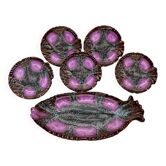 Service à Poisson Vallauris Vintage – Ensemble de 7 Pièces en Faïence Émail