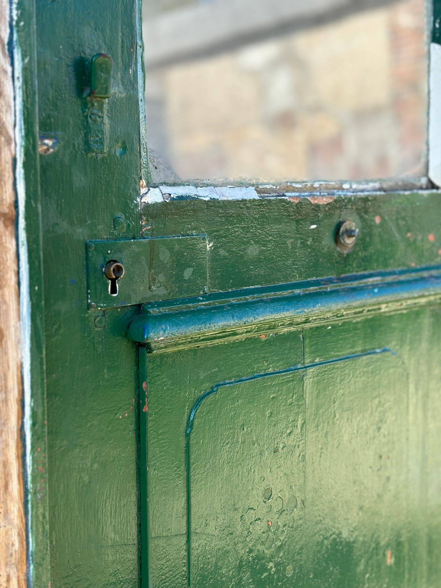 Antique glass door with frame