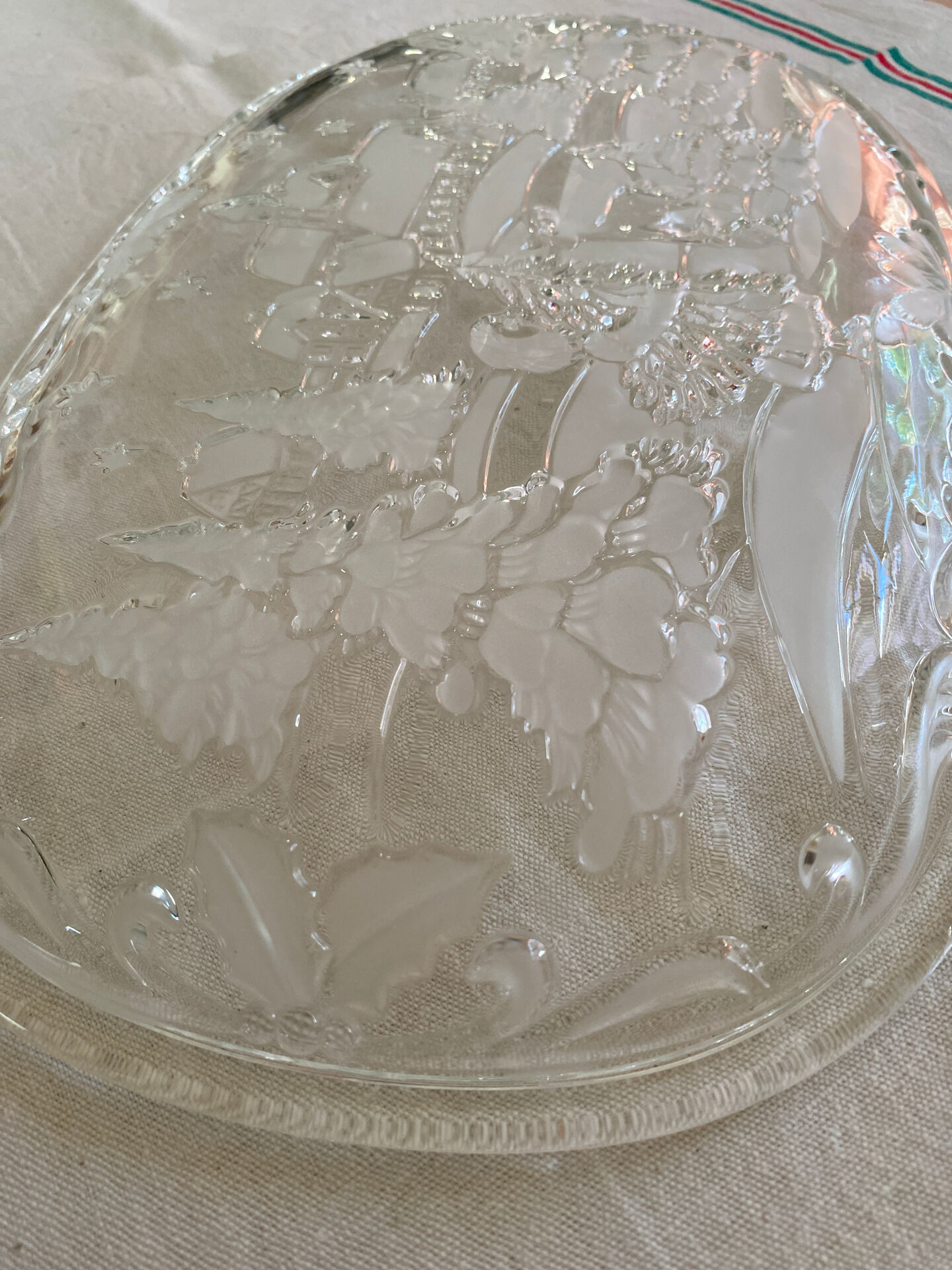 Plat de service en verre transparent - Noël