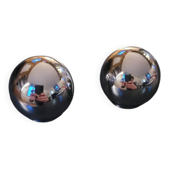 2 chrome-plated brass ball buttons 35mm