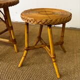 Pair of rattan side tables