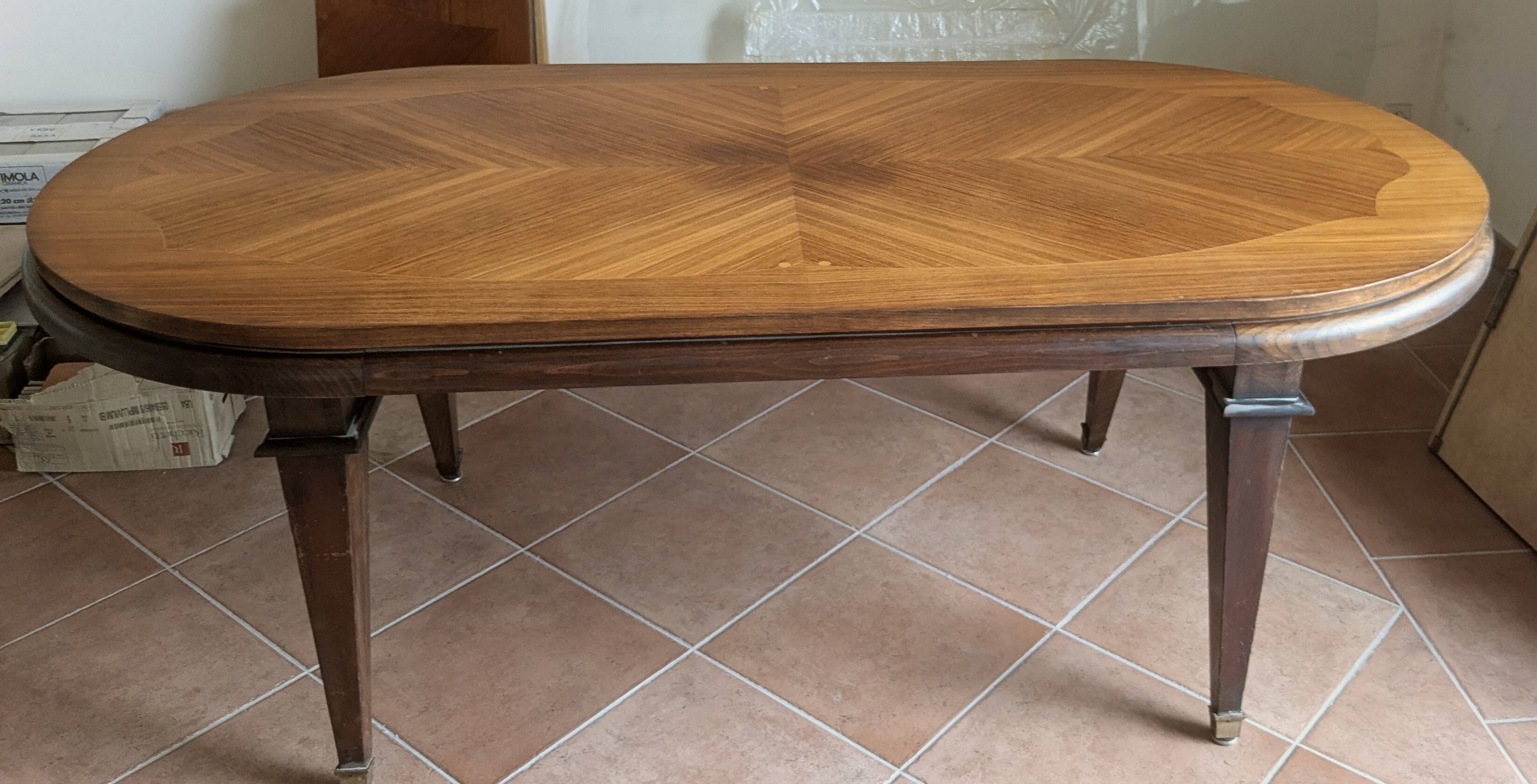 Large Vintage Dining Table 2m. Chevron Inlay