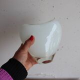 Set of three blown glass vases – deep purple and opaline white