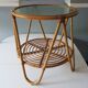 Vintage bamboo and frosted glass cocktail table