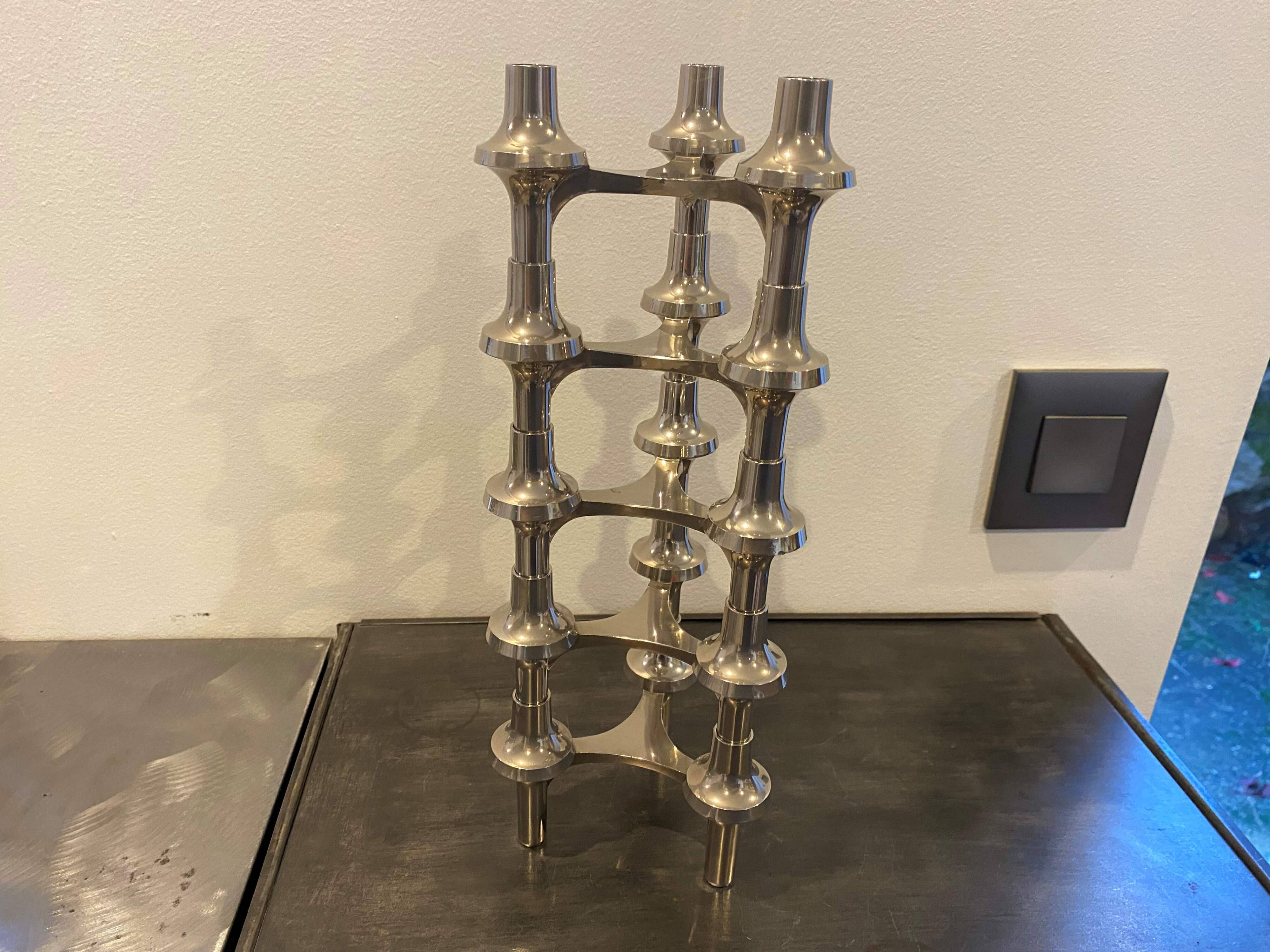 Set of 5 modular candlesticks variant NAGEL BMF vintage 1970