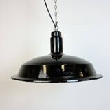 Industrial Black Enamel Factory Pendant Lamp, 1950s