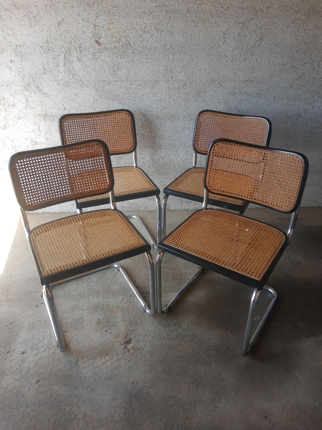Set of 4 vintage Cesca B32 Marcel Breuer chairs