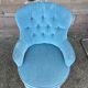 Fauteuil crapaud velours bleu