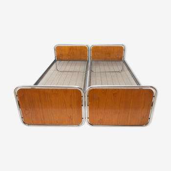Chromed beds by Kovona, 1950, Czechoslovakia, set of 2