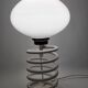 Vintage table lamp with spring base, opaline globe, Maurer style, 80s