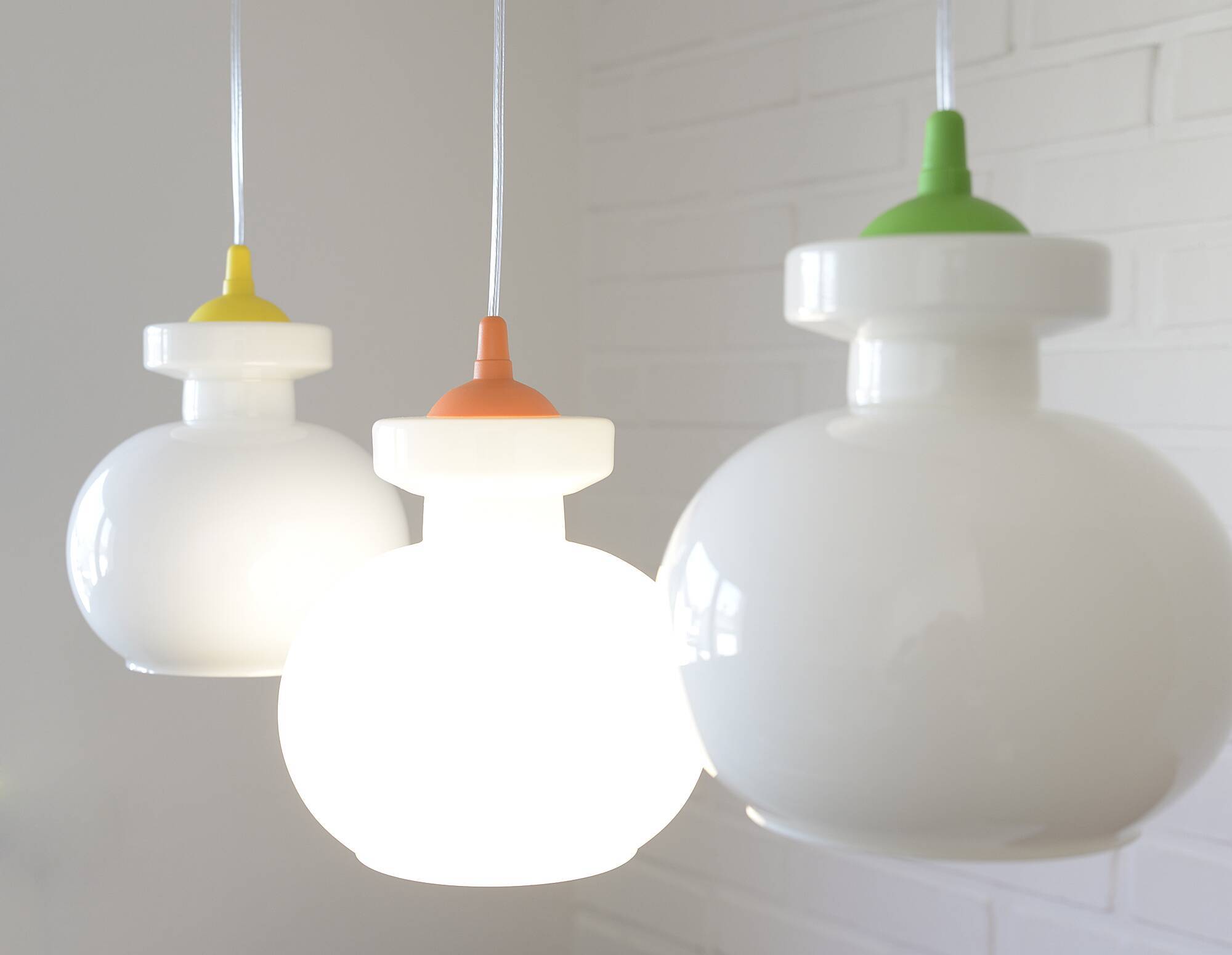 Set of 3 vintage Pop Art pendant lights 1970 Retro hanging bar lamps