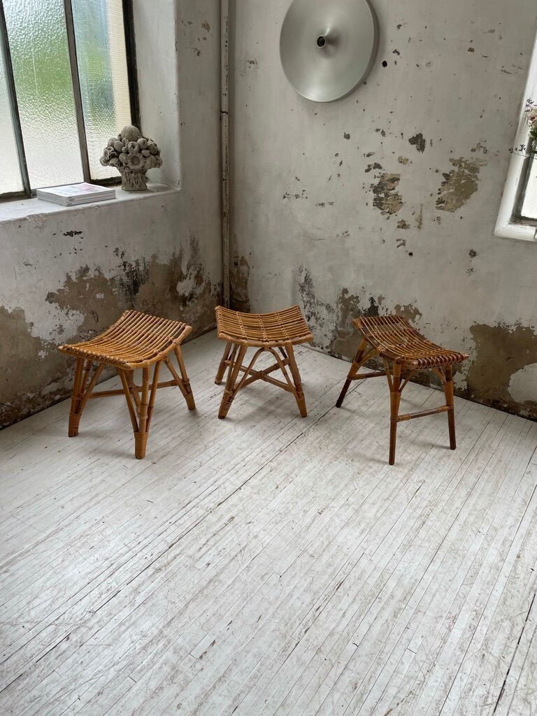 Set 3 rattan stools