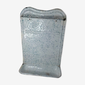 Porte ustensiles métal émaillé blanc moucheté bleu ancien vintage dp1121b58