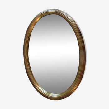 Miroir ovale biseauté bois doré 80x55 cm