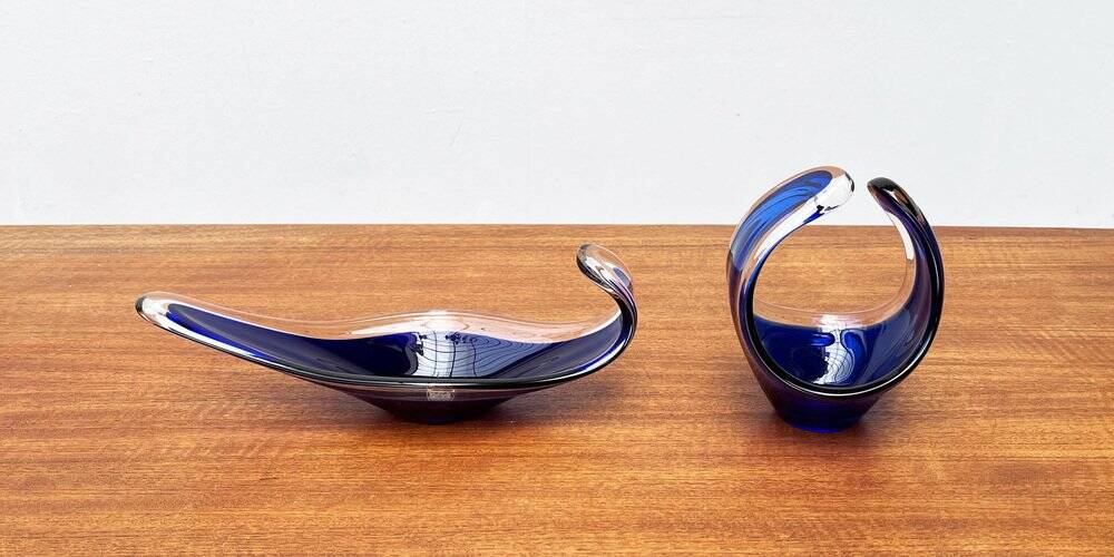 Vintage vase and bowl in art glass from Bayel, France, 1970s, set of 2.