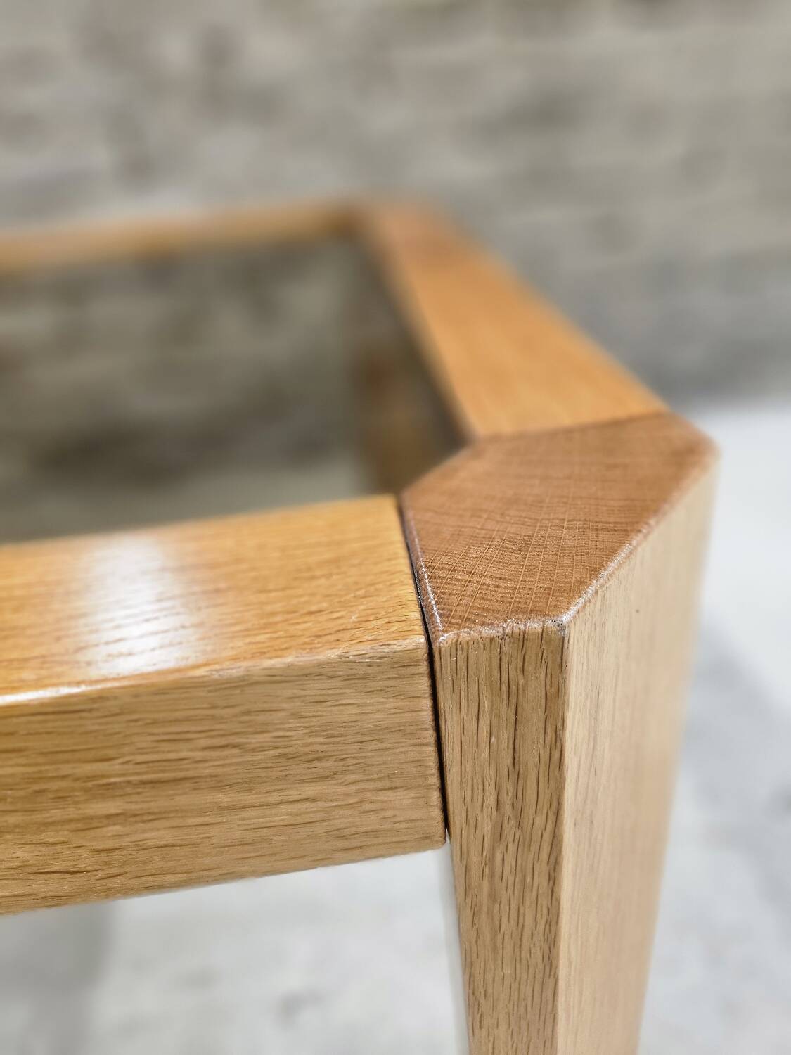 Coffee table in wood and smoked glass 1970 vintage