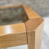 Coffee table in wood and smoked glass 1970 vintage