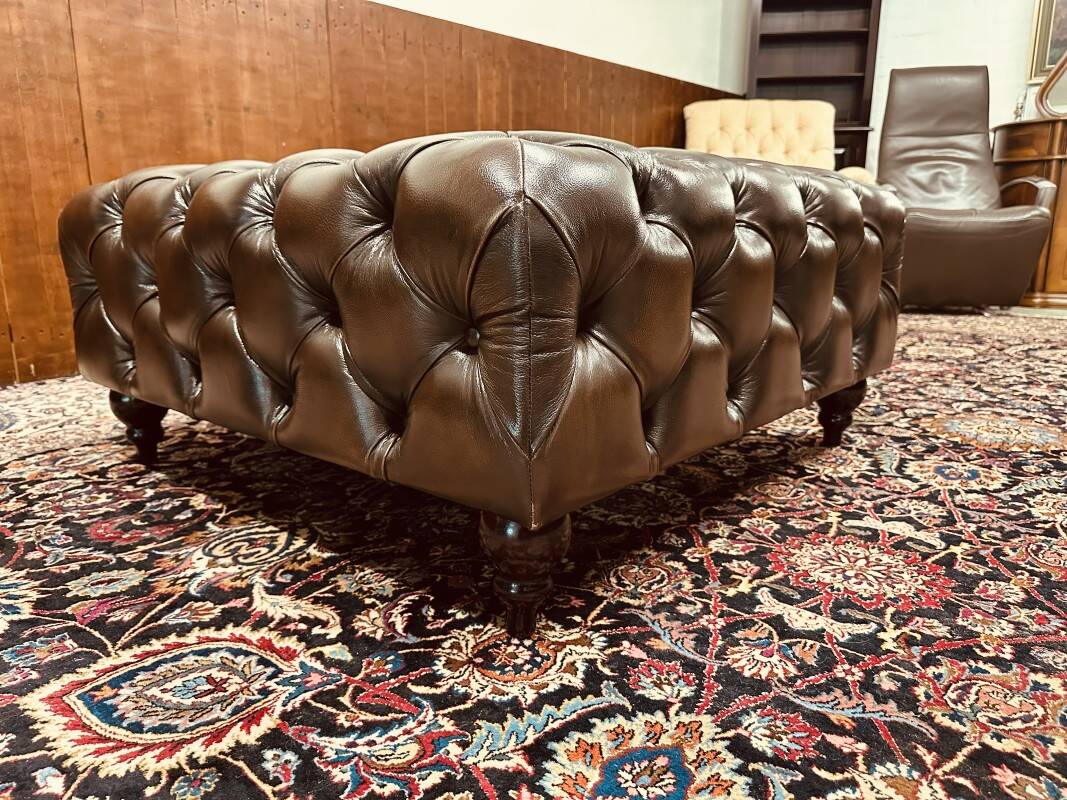 Large Brown Chesterfield Hocker