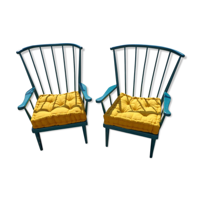 Paire de fauteuils Baumann éventails
