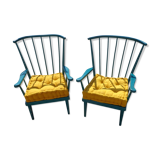 Paire de fauteuils Baumann éventails