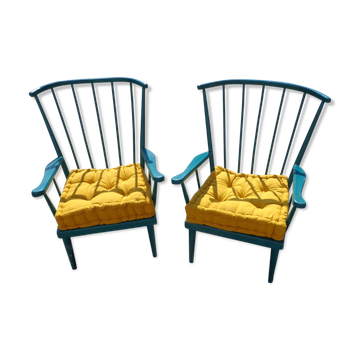 Paire de fauteuils Baumann éventails