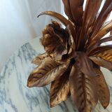 Large lamp, bouquet of vintage anemone flowers, gold metal, Hans Kogl