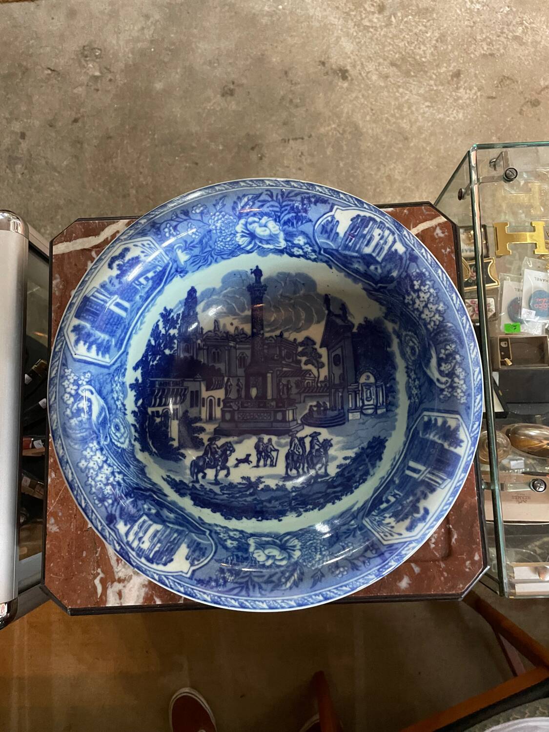 Pichet et bol en grès bleu et blanc Victoria Ware
