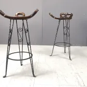 Vintage Spanish wrought iron bar stools, 1960s - set of 6